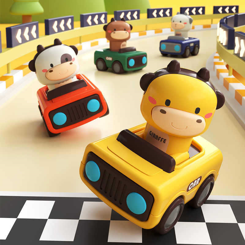 Kids Toys 3 Year Old - Animal Push and Go Car Toy,