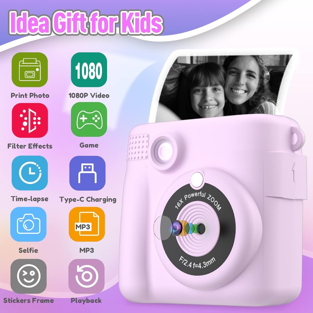 Instant Print Camera for Kids, - Kids Toys 3 Year Old ulasan dan harga