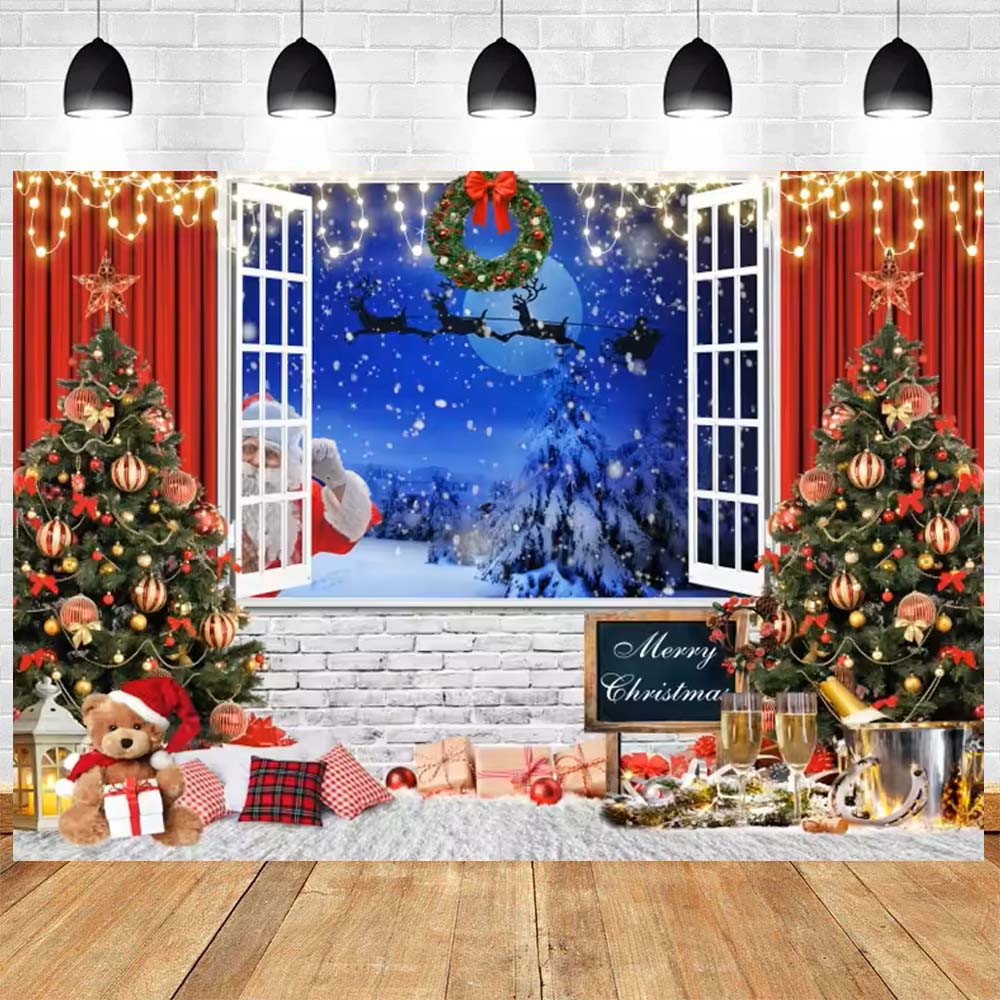 Christmas Backdrop Window Xmas - Banner Kids Toys ulasan dan harga