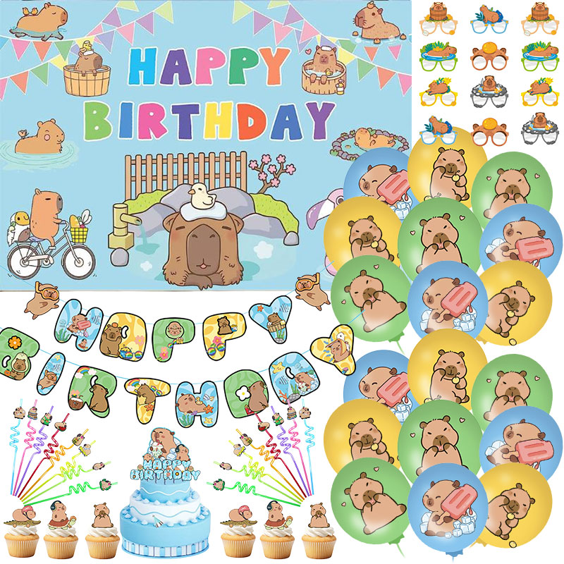 Cartoon Capybara Party Supplie - Banner Kids Toys ulasan dan harga