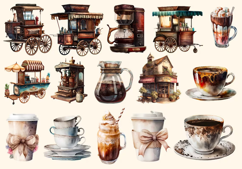 Vintage Coffee House Stickers  - Kids Toys Vintage ulasan dan harga