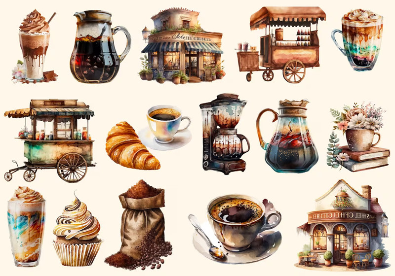 Vintage Coffee House Stickers  - Kids Toys Vintage ulasan dan harga