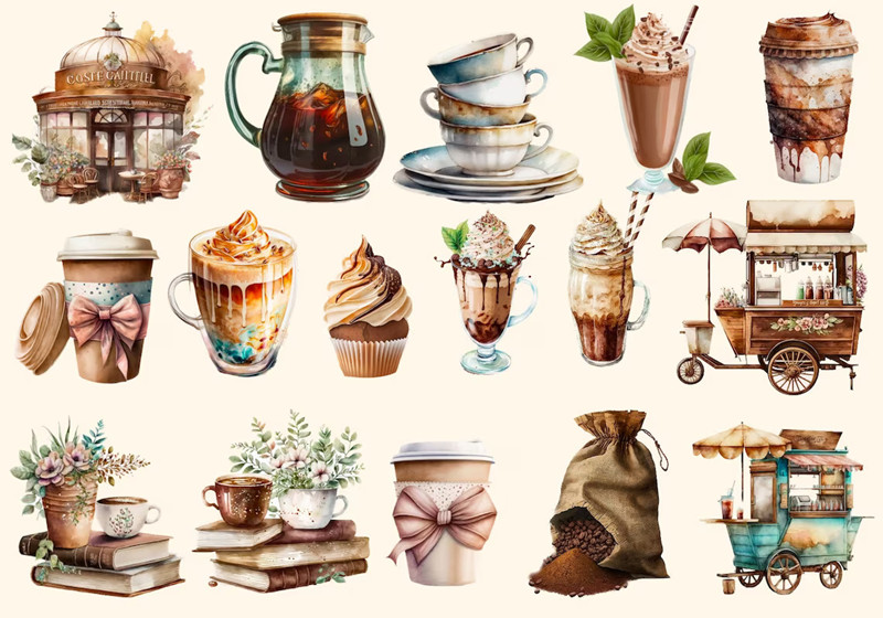 Vintage Coffee House Stickers  - Kids Toys Vintage ulasan dan harga